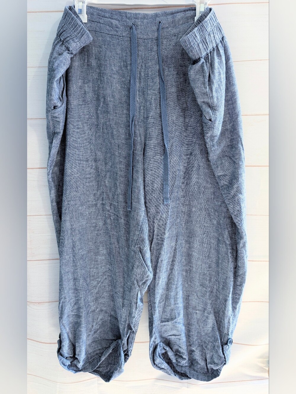 Denim Blue Linen Viscoes Ankle Pants Size 2X